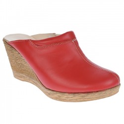 Oferta marimea 39, 40 - Saboti dama rosii din piele naturala, platforme de 7 cm - LTEA19ROSU