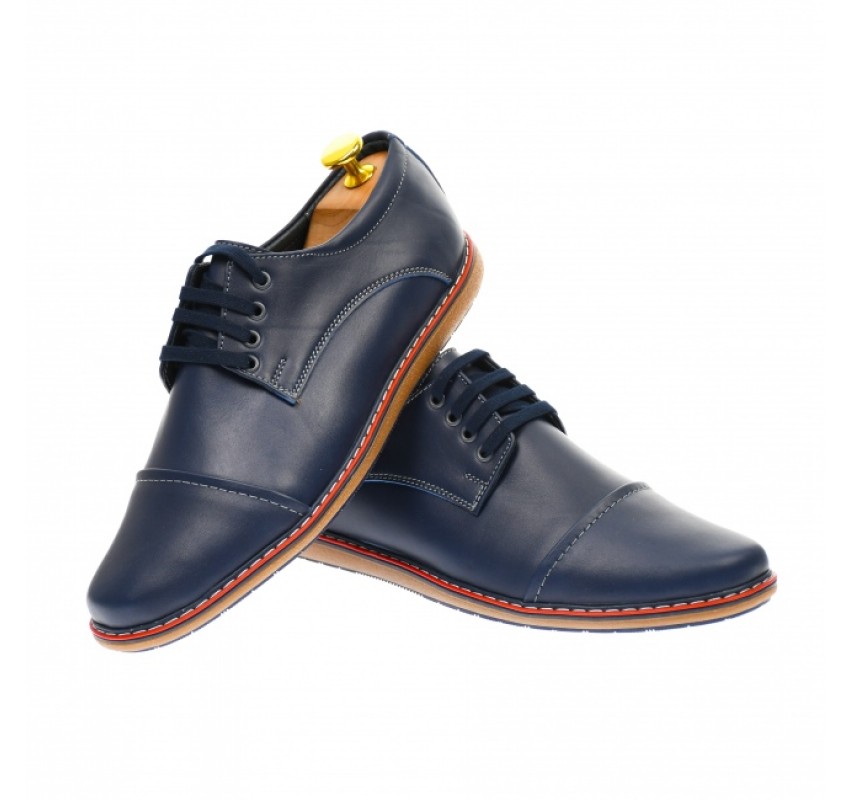 OFERTA MARIMEA  39,  41,  42,  44   - Pantofi barbati casual, din piele naturala, bleumarin  - LTENBOX338BL