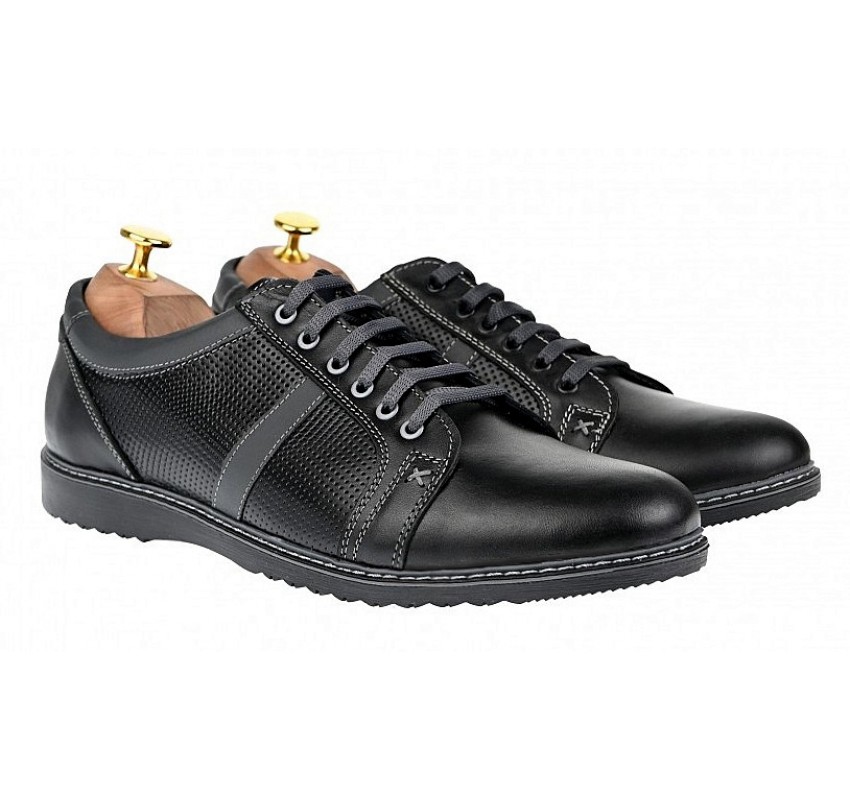 OFERTA MARIMEA 39, 40, 41, 44 - Pantofi barbati, casual, sport, din piele naturala, negru - LTENMARIONEGRU