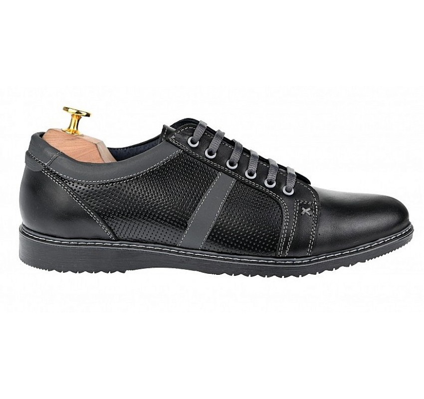 OFERTA MARIMEA 39, 40, 41, 44 - Pantofi barbati, casual, sport, din piele naturala, negru - LTENMARIONEGRU