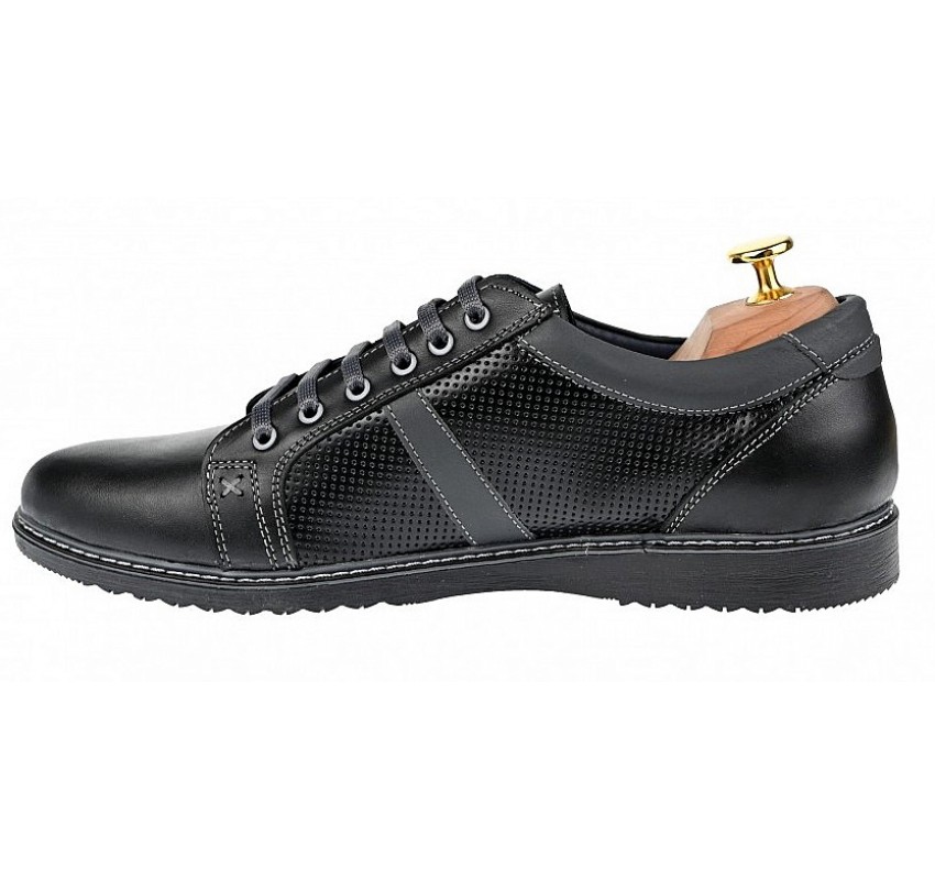 OFERTA MARIMEA 39, 40, 41, 44 - Pantofi barbati, casual, sport, din piele naturala, negru - LTENMARIONEGRU