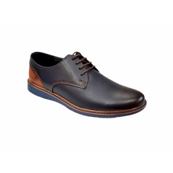 OFERTA MARIMEA  41  -  Pantofi barbati casual din piele naturala bleumarin cu maro, CIUCALETI SHOES LTEST71BL