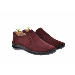OFERTA MARIMEA 41-  Pantofi barbati casual, cu elastic, din piele naturala, intoarsa, BORDO, LVIC2350VIS