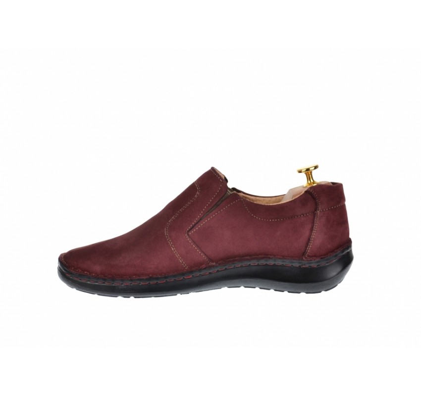 Marimea 41, Pantofi barbati casual, cu elastic, din piele naturala, intoarsa, BORDO, LVIC2350VIS