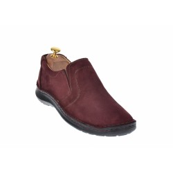 OFERTA MARIMEA 41-  Pantofi barbati casual, cu elastic, din piele naturala, intoarsa, BORDO, LVIC2350VIS