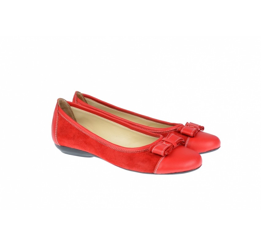 OFERTA marimea 36 -  Balerini dama casual din piele naturala in combinatie cu piele intoarsa - Made in Romania LZENARR