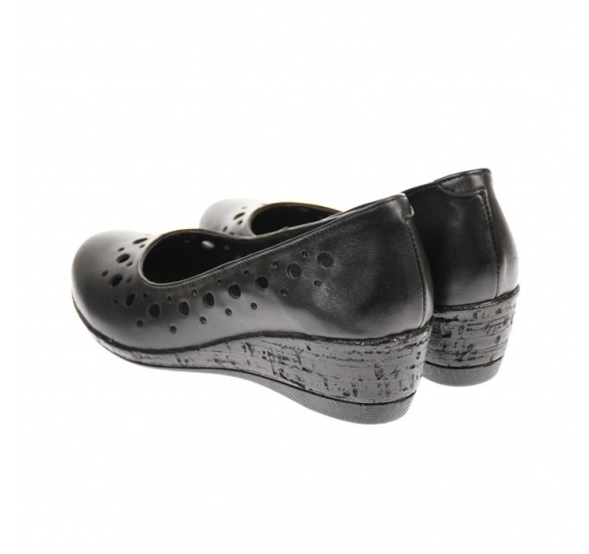 Pantofi dama, casual, din piele naturala negru box, cu platforma de 5 cm - MALTAN