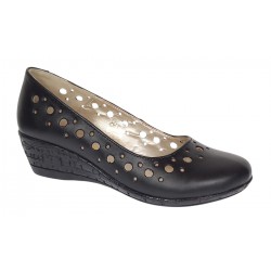 Pantofi dama, casual, din piele naturala negru box, cu platforma de 5 cm - MALTAN