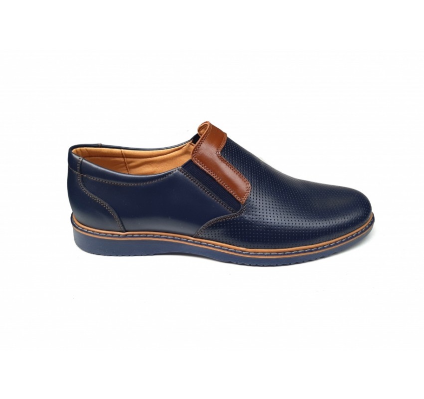 Pantofi barbati casual, din piele naturala, bleumarin, CIUCALETI SHOES - MARIOEBLUE