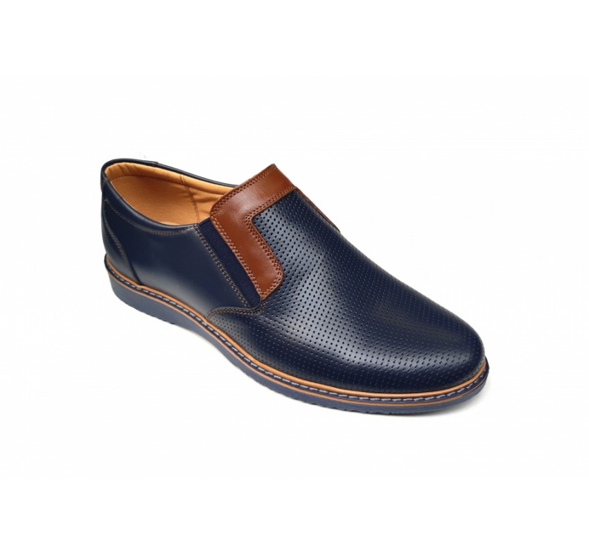 Pantofi barbati casual, din piele naturala, bleumarin, CIUCALETI SHOES - MARIOEBLUE