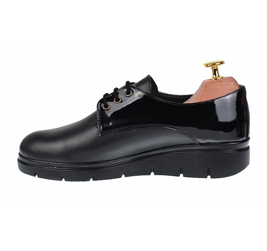 Pantofi dama casual din piele naturala Box cu Lac - Model Negru MIONBOXLAC