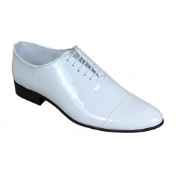 Pantofi barbati eleganti pentru ceremonii din piele naturala lac, alb MOD1ALAC