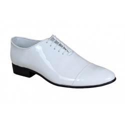 Pantofi barbati eleganti pentru ceremonii din piele naturala lac, alb MOD1ALAC