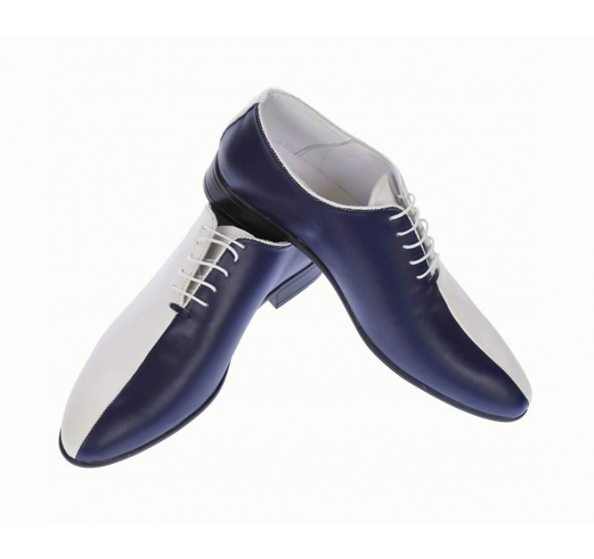 Pantofi de gala barbati, eleganti, din piele naturala, in doua culori, Alb si Bleumarin, CIUCALETI - MOD1ALBBL