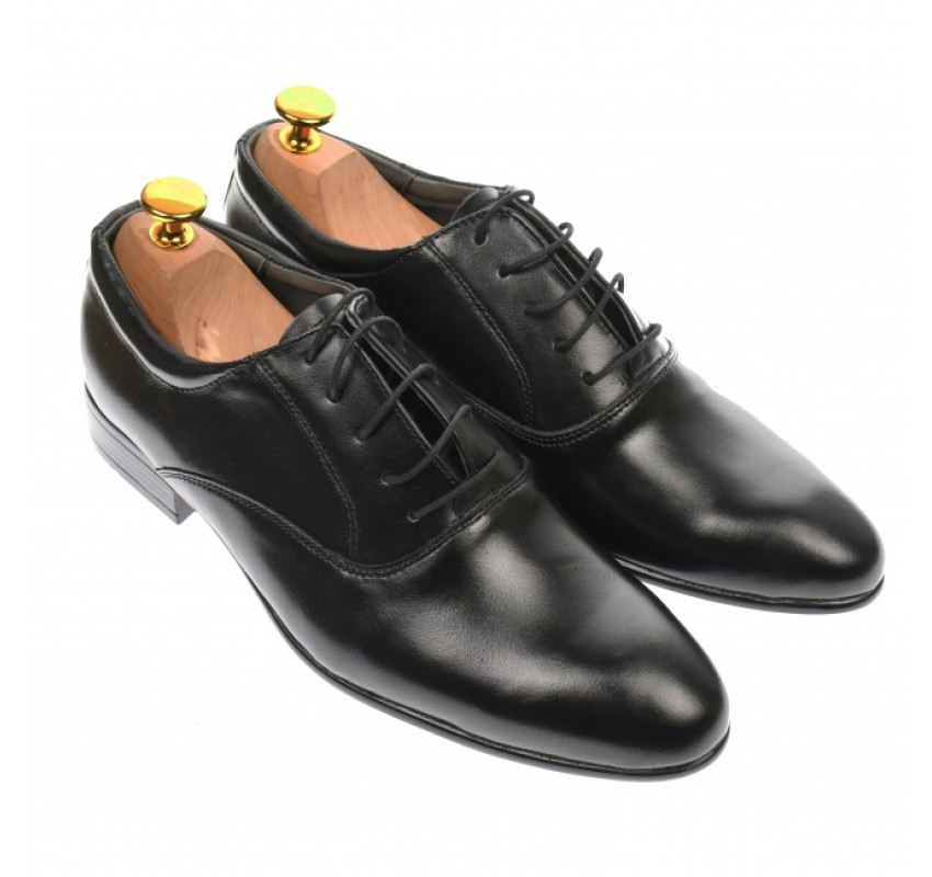 Pantofi barbatesti, eleganti, din piele naturala, negru - MODN