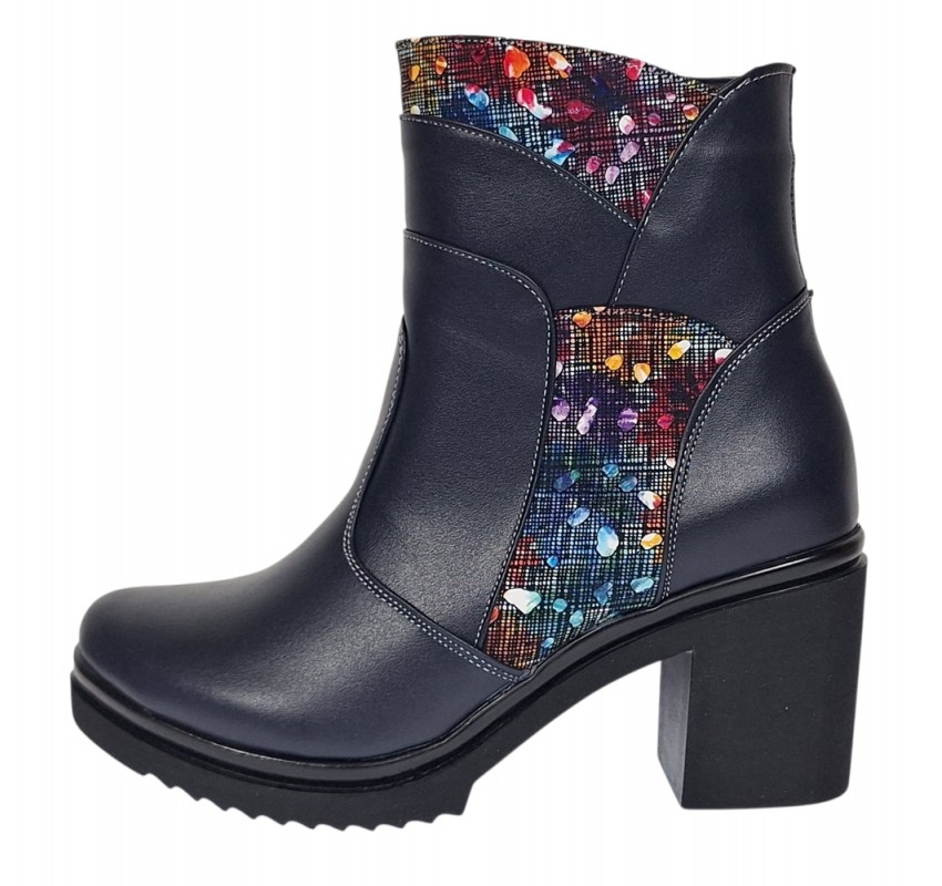 Ghete dama din piele naturala imblanite Bleumarin Amyra MV47BLCOL