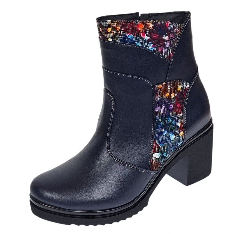 Ghete dama din piele naturala imblanite Bleumarin Amyra MV47BLCOL