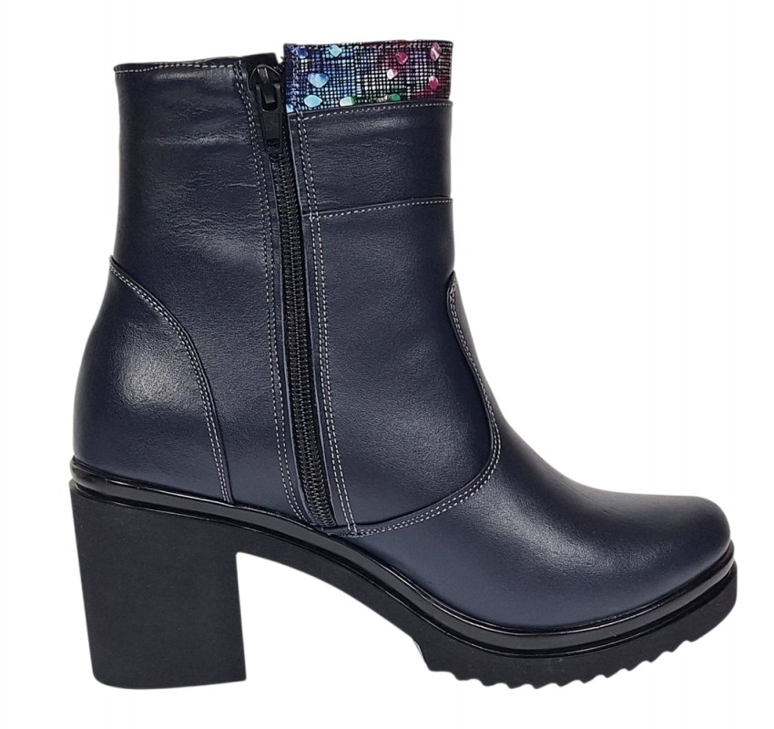 Ghete dama din piele naturala imblanite Bleumarin Amyra MV47BLCOL