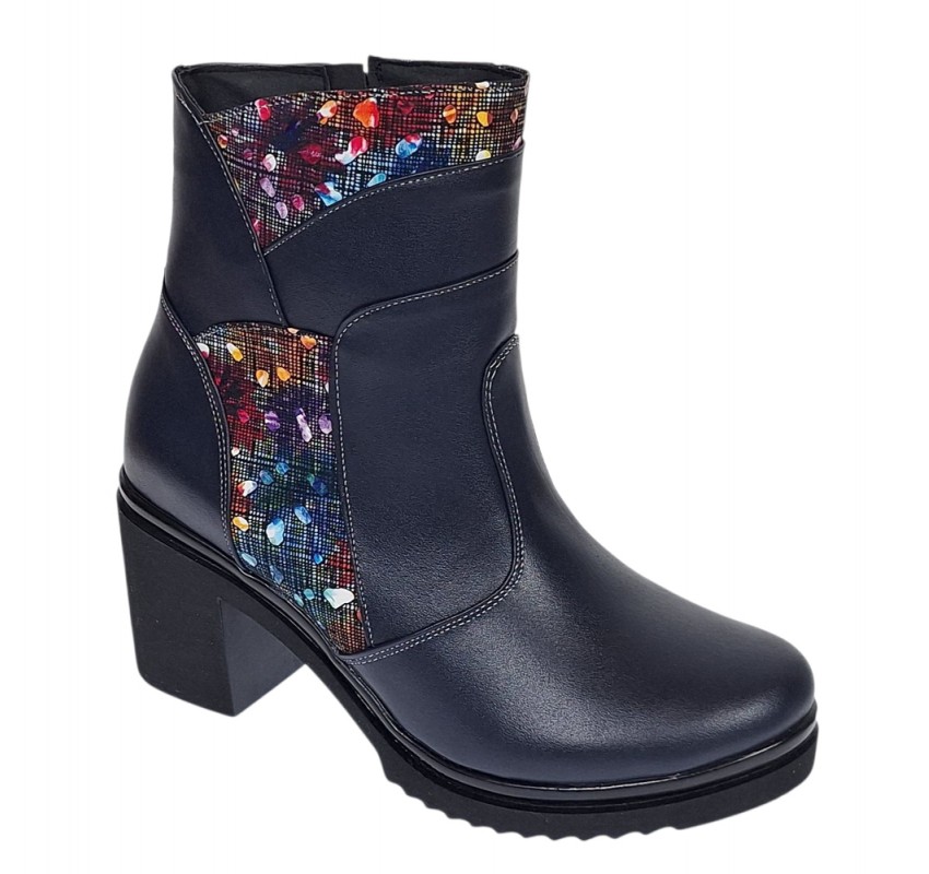 Ghete dama din piele naturala imblanite Bleumarin Amyra MV47BLCOL