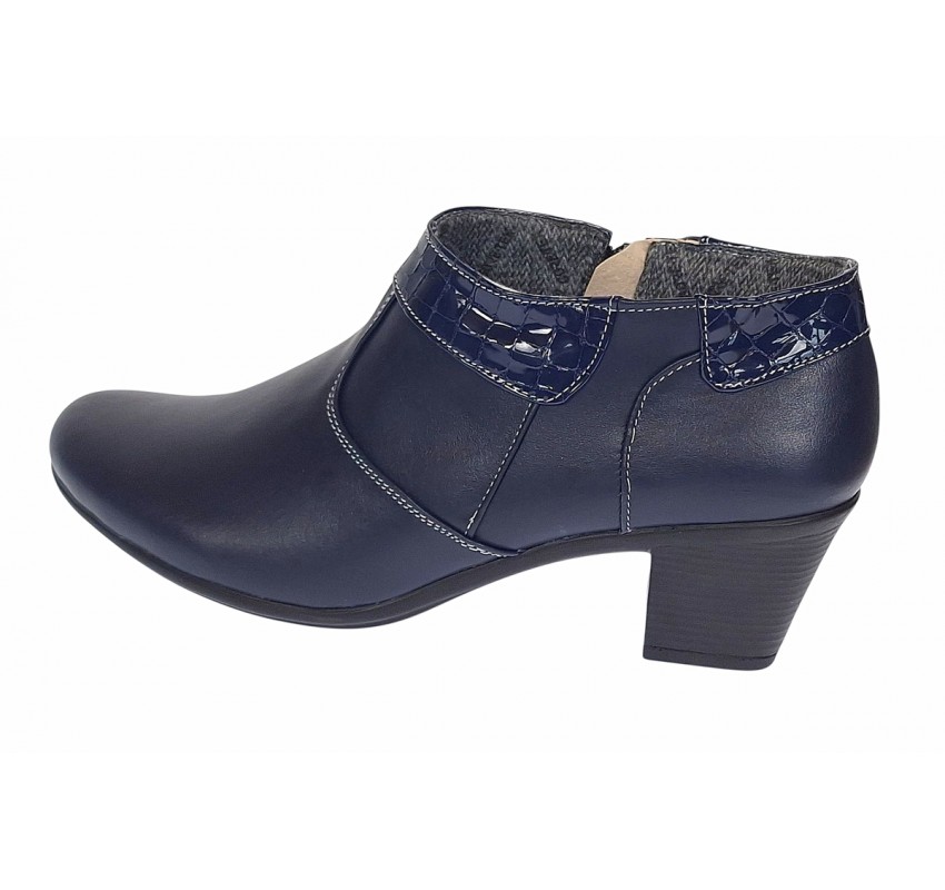 Botine dama din piele naturala cu fermoar MV4 Bleumarin BT