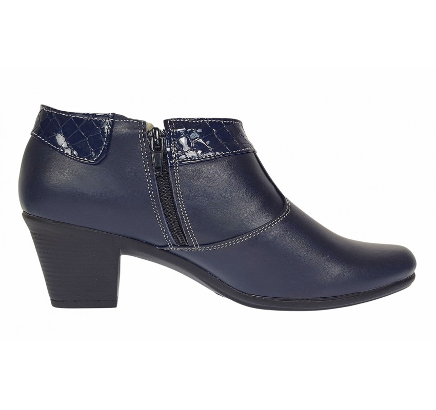 Botine dama din piele naturala cu fermoar MV4 Bleumarin BT