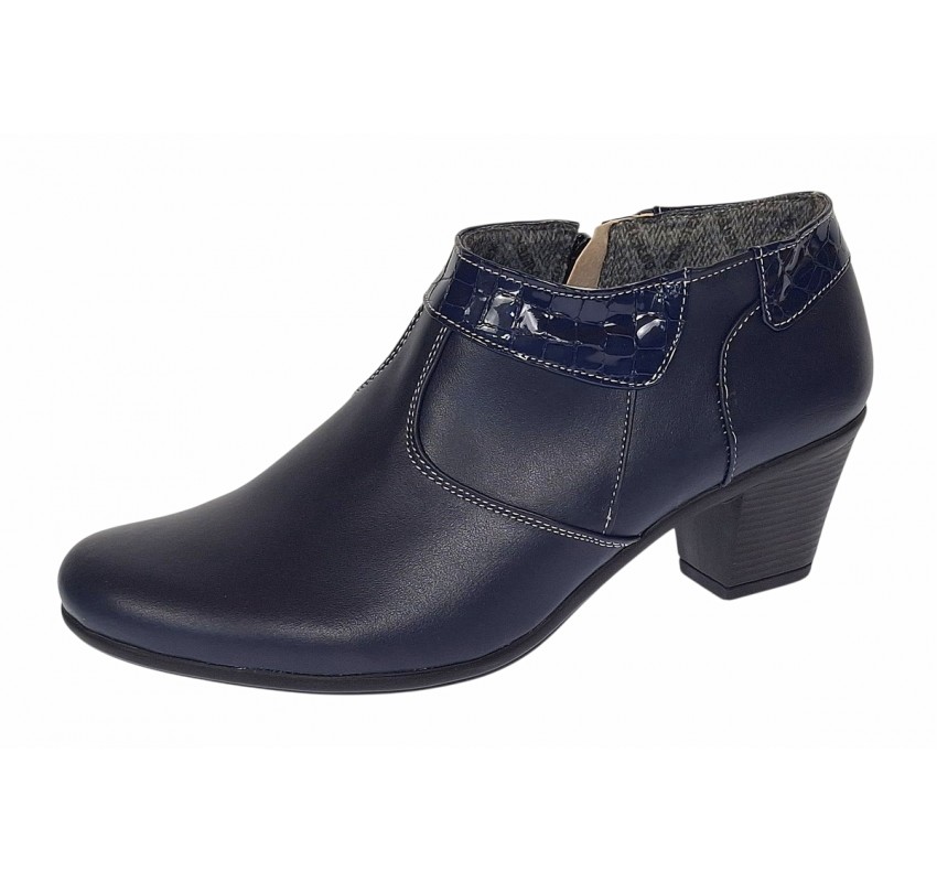 Botine dama din piele naturala cu fermoar MV4 Bleumarin BT