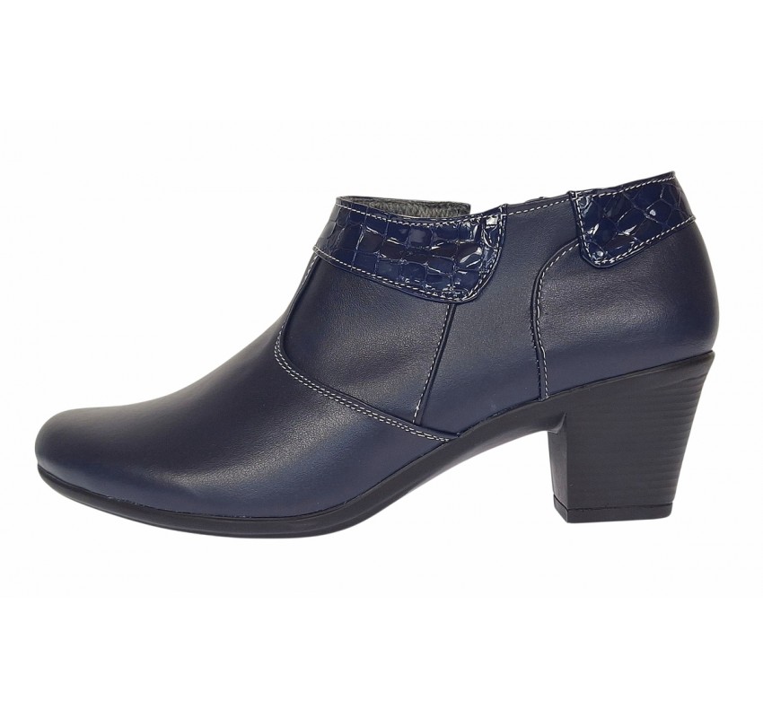 Botine dama din piele naturala cu fermoar MV4 Bleumarin BT