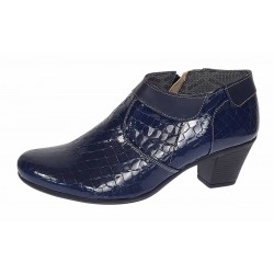 Botine dama din piele naturala cu fermoar MV4 Croco Bleumarin BT