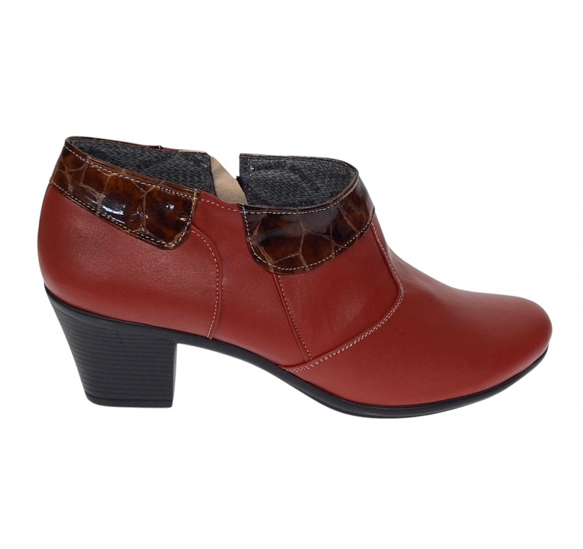 Botine dama din piele naturala portocaliu cu fermoar MV4PORT