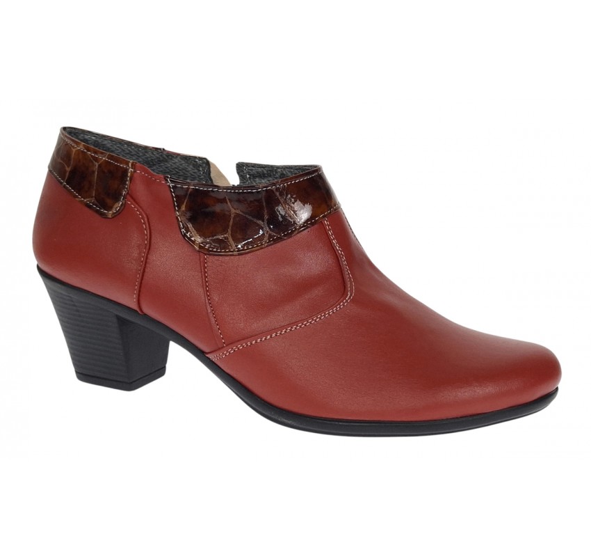 Botine dama din piele naturala portocaliu cu fermoar MV4PORT