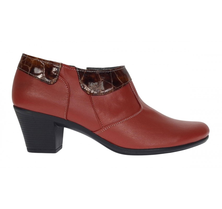 Botine dama din piele naturala portocaliu cu fermoar MV4PORT