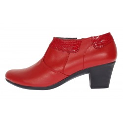 Botine dama din piele naturala cu fermoar Rosu MV4R
