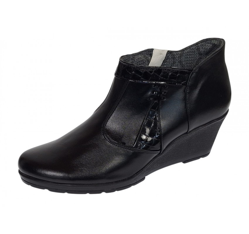 Botine dama din piele naturala cu fermoar culoare neagra Orto MV5NORT