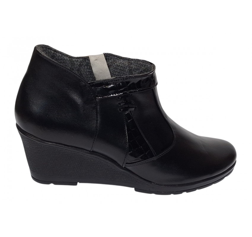 Botine dama din piele naturala cu fermoar culoare neagra Orto MV5NORT