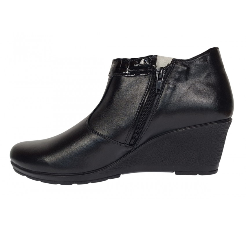 Botine dama din piele naturala cu fermoar culoare neagra Orto MV5NORT