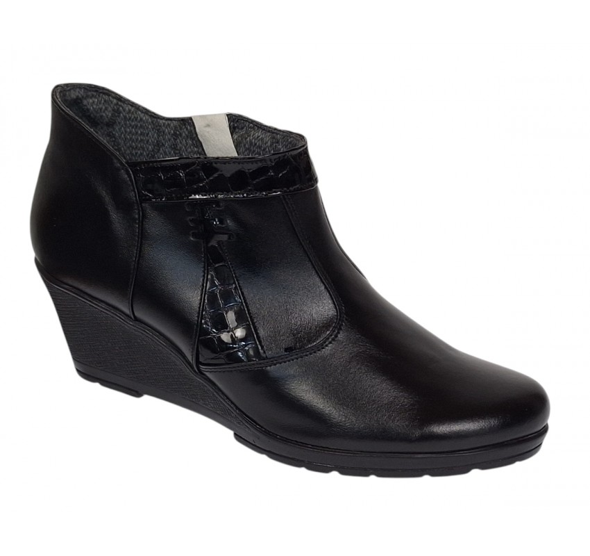 Botine dama din piele naturala cu fermoar culoare neagra Orto MV5NORT