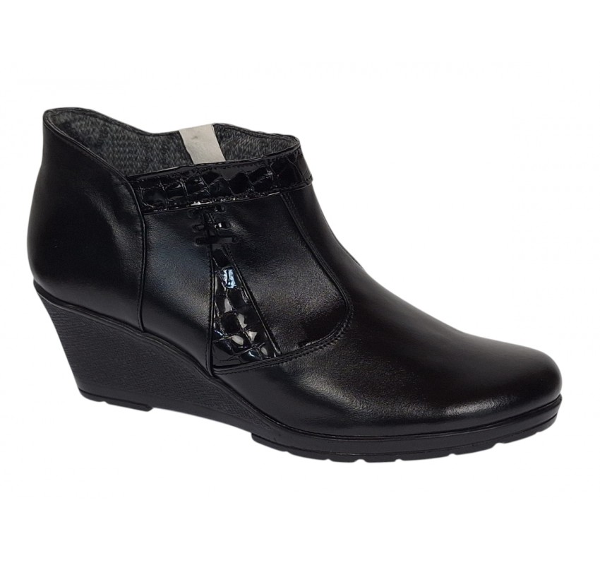 Botine dama din piele naturala cu fermoar culoare neagra Orto MV5NORT