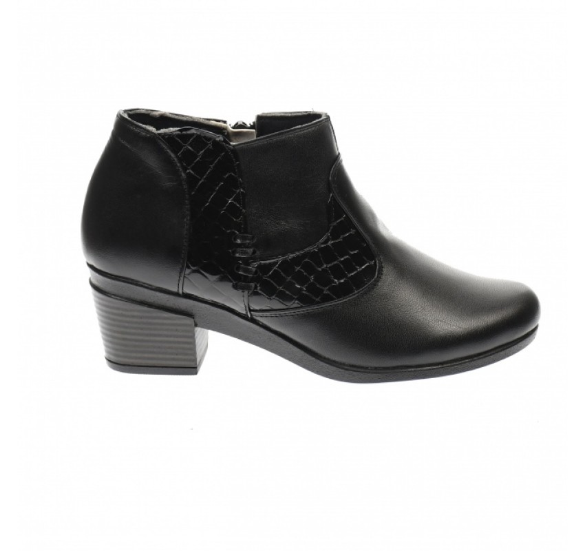 Botine dama negre din piele naturala, cu fermoar, MVS18BT