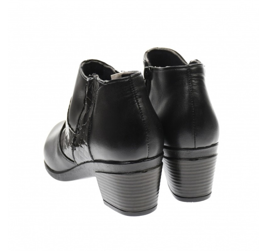 Botine dama negre din piele naturala, cu fermoar, MVS18BT