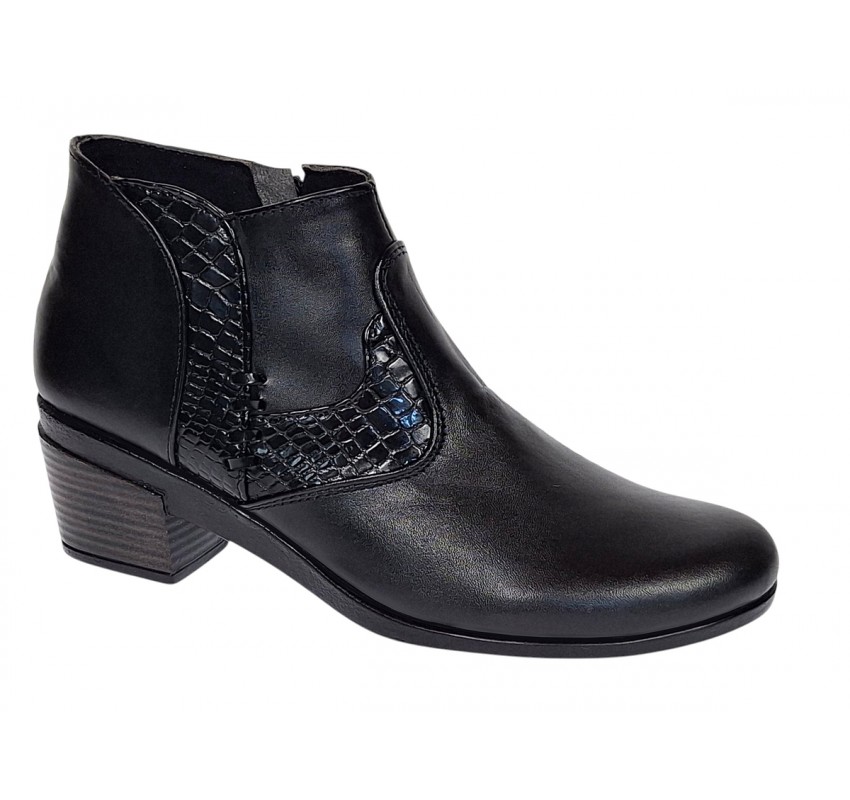 Botine dama negre din piele naturala cu fermoar MVS18BT