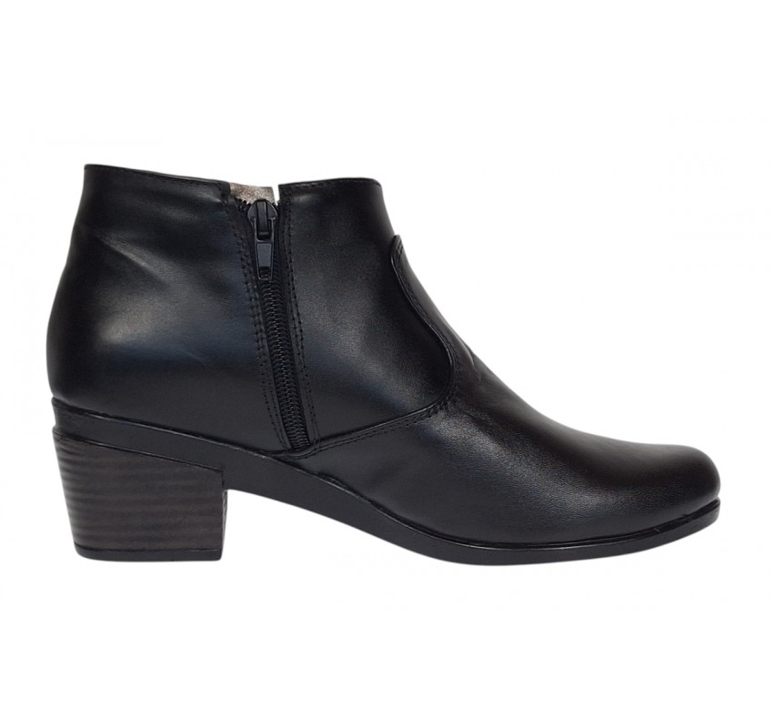 Botine dama negre din piele naturala cu fermoar MVS18BT