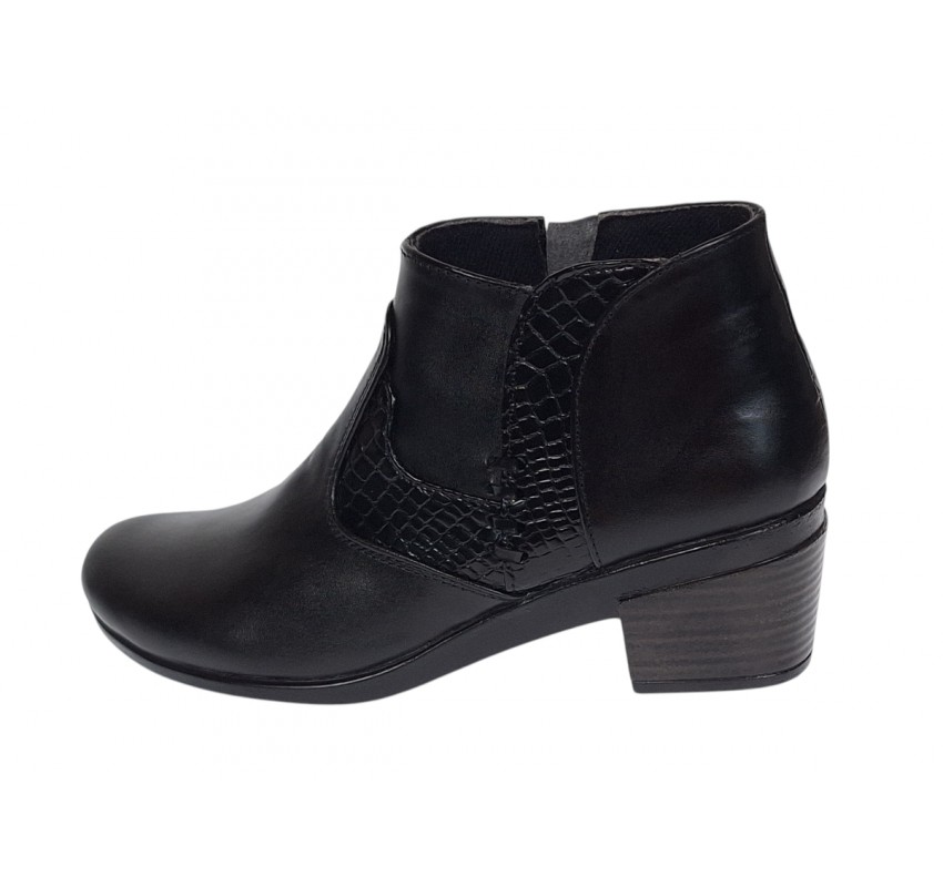 Botine dama negre din piele naturala cu fermoar MVS18BT