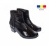 Ghetute dama din piele naturala Croco, cu fermoar, Toc de 5 cm, NEGRU - MVS18CRN