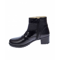 Ghete dama din piele naturala, cu fermoar, NEGRU - MVS20N