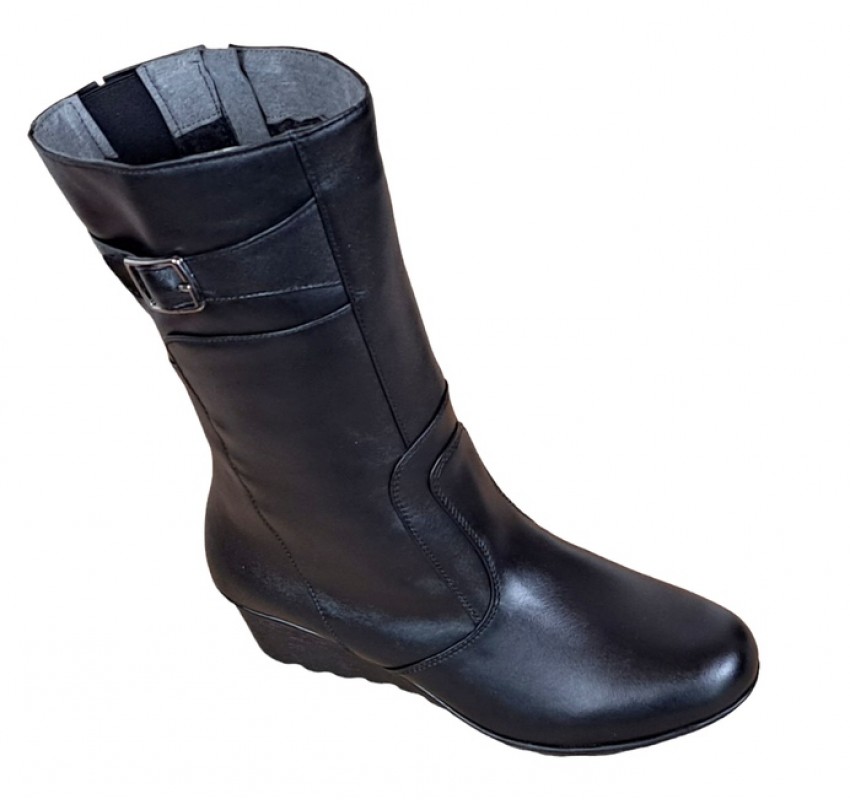 Cizme dama din piele naturala, cu fermoar, negru, Imblanite, Marimi 36 la 41 MVS30CZM
