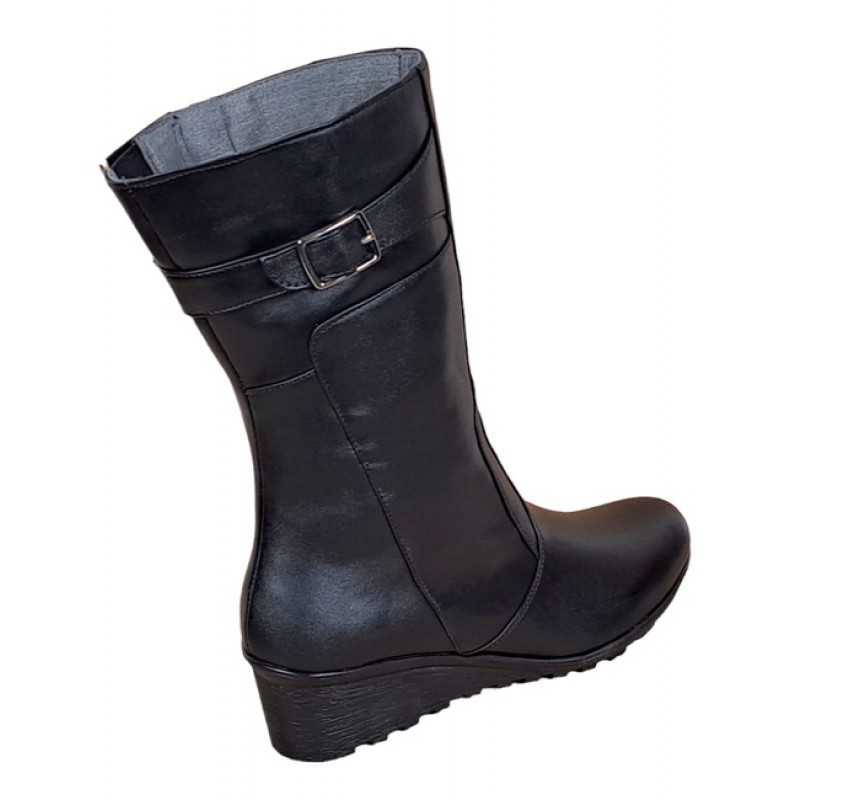 Cizme dama din piele naturala, cu fermoar, negru, Imblanite, Marimi 36 la 41 MVS30CZM