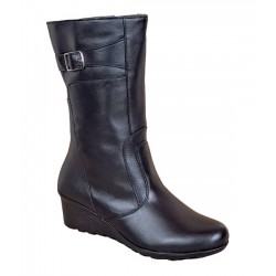 Cizme dama din piele naturala, cu fermoar, negru, Imblanite, Marimi 36 la 41 MVS30CZM