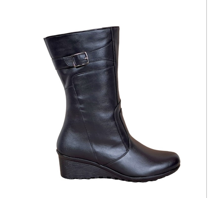 Cizme dama din piele naturala, cu fermoar, negru, Imblanite, Marimi 36 la 41 MVS30CZM