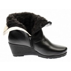 Ghete dama din piele naturala cu fermoar imblanite Negre MVS31N