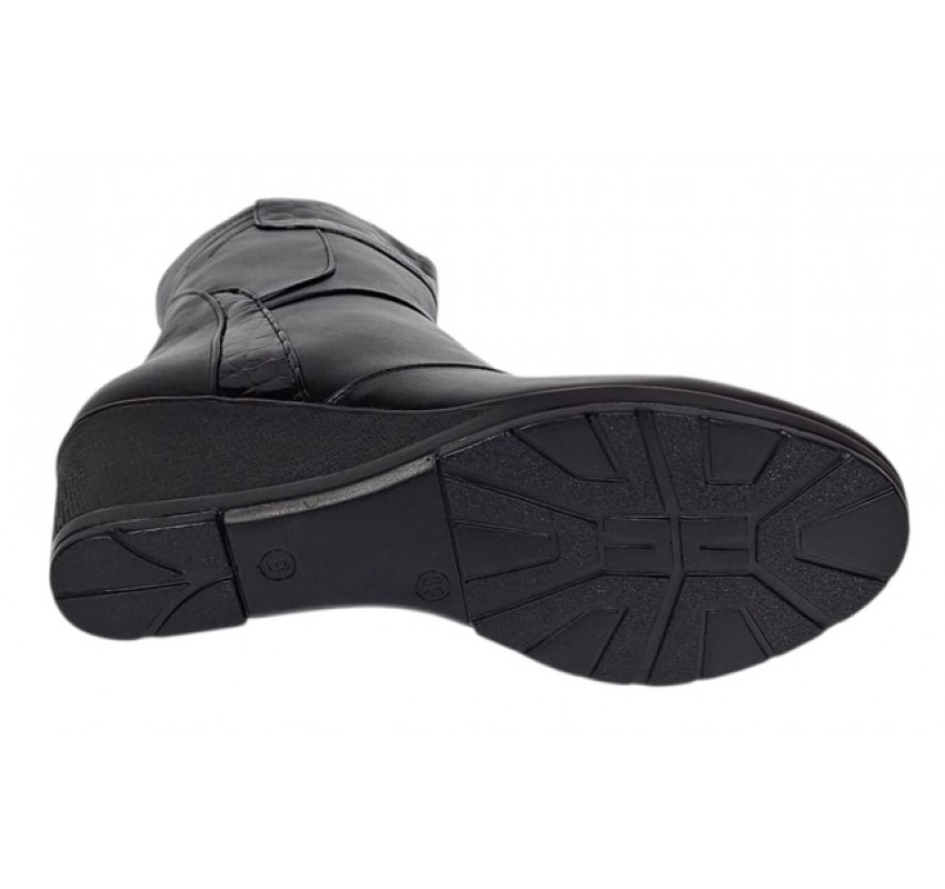 Ghete dama din piele naturala cu fermoar imblanite Negre MVS31N